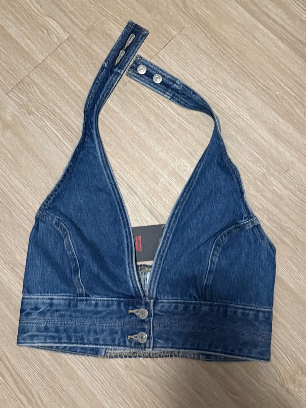 Levi's Dark Blue Denim Halter Crop Top